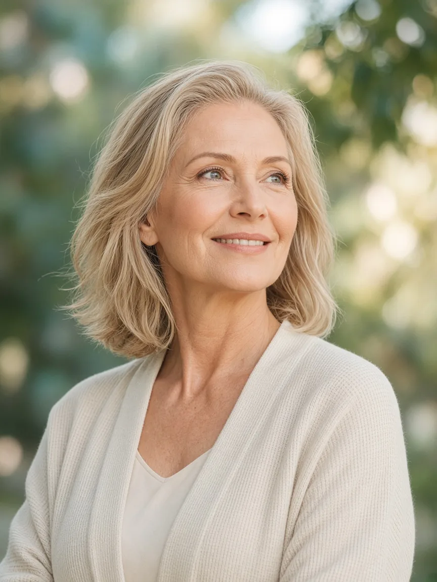 Femme souriante, sérénité et confiance